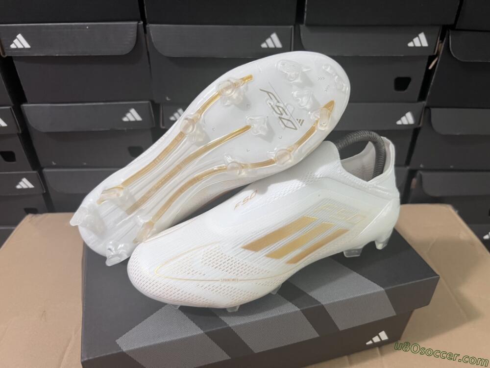 Adidas F50+ Adizero FG Firm Ground Soccer Cleats - White/Gold