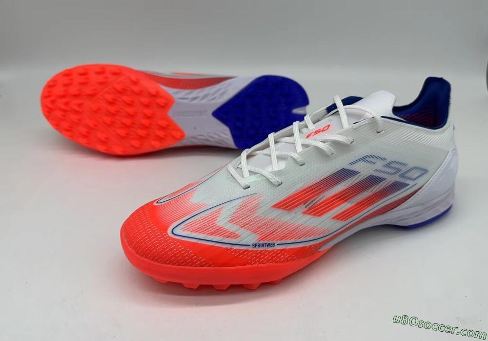 Adidas F50 Pro TF Artificial Turf Soccer Shoes - White/Red/Blue