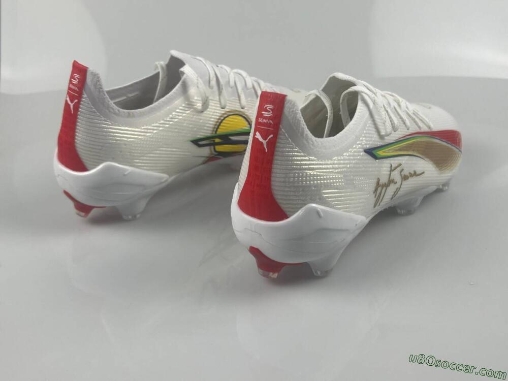 Puma Ultra 5 Ultimate FG Firm Ground Soccer Cleats - White/Red/Yellow/Green
