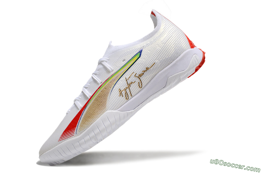 Puma Ultra Ultimate TF Artificial Turf Soccer Shoes - White/Red/Yellow 5