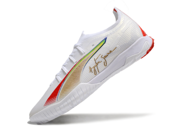 Puma Ultra Ultimate TF Artificial Turf Soccer Shoes - White/Red/Yellow