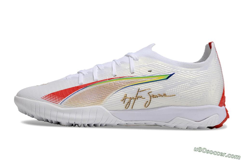 Puma Ultra Ultimate TF Artificial Turf Soccer Shoes - White/Red/Yellow 2