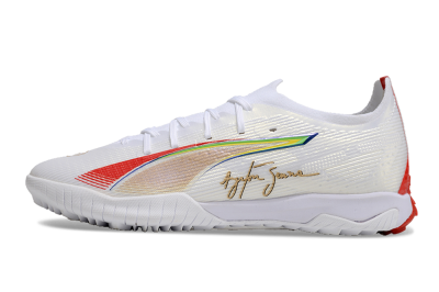 Puma Ultra Ultimate TF Artificial Turf Soccer Shoes - White/Red/Yellow