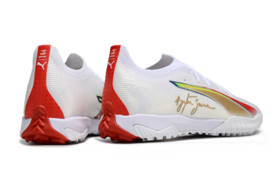 Puma Ultra Ultimate TF Artificial Turf Soccer Shoes - White/Red/Yellow
