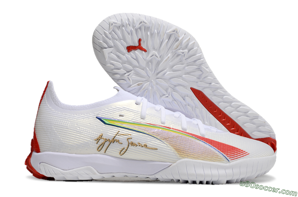 Puma Ultra Ultimate TF Artificial Turf Soccer Shoes - White/Red/Yellow 1