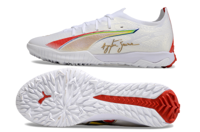 Puma Ultra Ultimate TF Artificial Turf Soccer Shoes - White/Red/Yellow