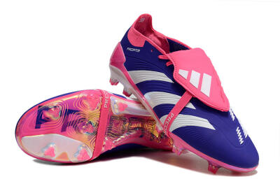 Adidas Predator Elite Foldover Tongue FG Firm Ground Soccer Cleats - Blue/White/Pink/Gold