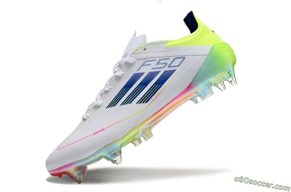 Adidas F50 Elite SG Soft Ground Soccer Cleats - White/Pink/Yellow/Blue 5