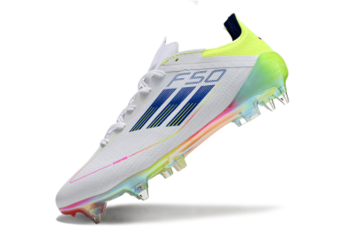 Adidas F50 Elite SG Soft Ground Soccer Cleats - White/Pink/Yellow/Blue