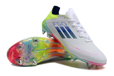 Adidas F50 Elite SG Soft Ground Soccer Cleats - White/Pink/Yellow/Blue