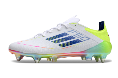 Adidas F50 Elite SG Soft Ground Soccer Cleats - White/Pink/Yellow/Blue