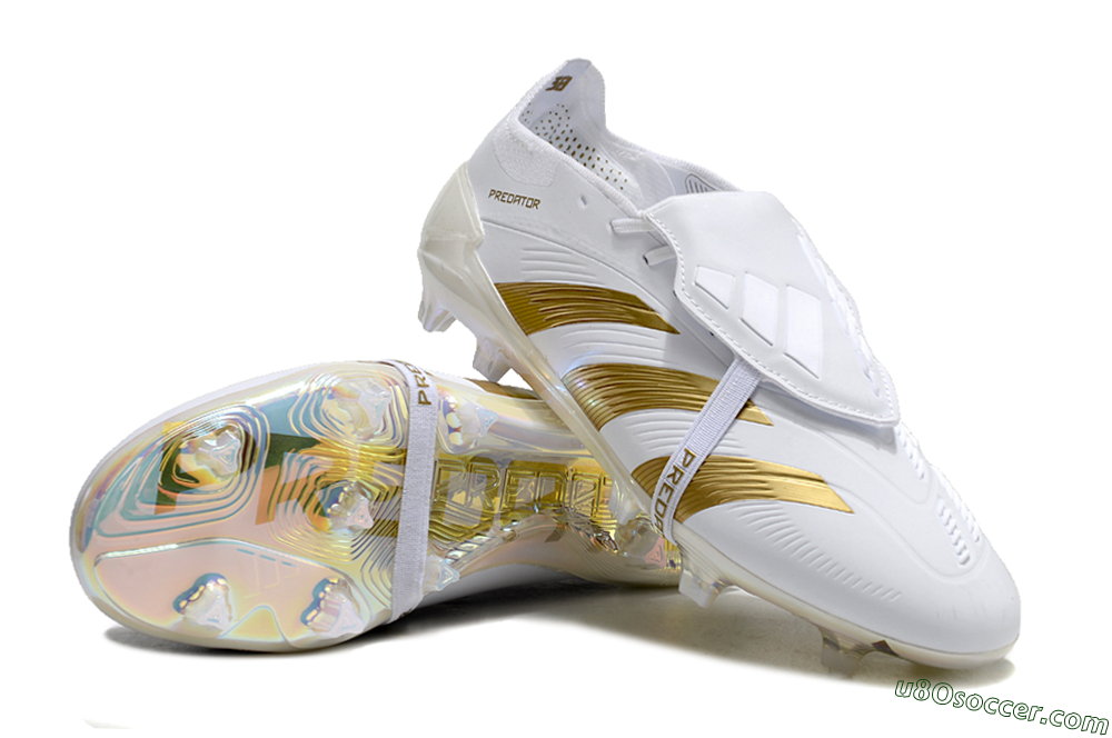 Adidas Predator Elite Foldover Tongue FG Firm Ground Soccer Cleats - White/Gold/Beige 3