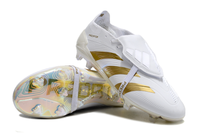 Adidas Predator Elite Foldover Tongue FG Firm Ground Soccer Cleats - White/Gold/Beige