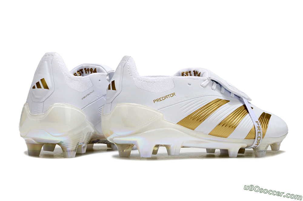 Adidas Predator Elite Foldover Tongue FG Firm Ground Soccer Cleats - White/Gold/Beige 6