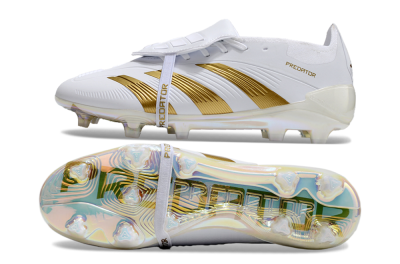 Adidas Predator Elite Foldover Tongue FG Firm Ground Soccer Cleats - White/Gold/Beige