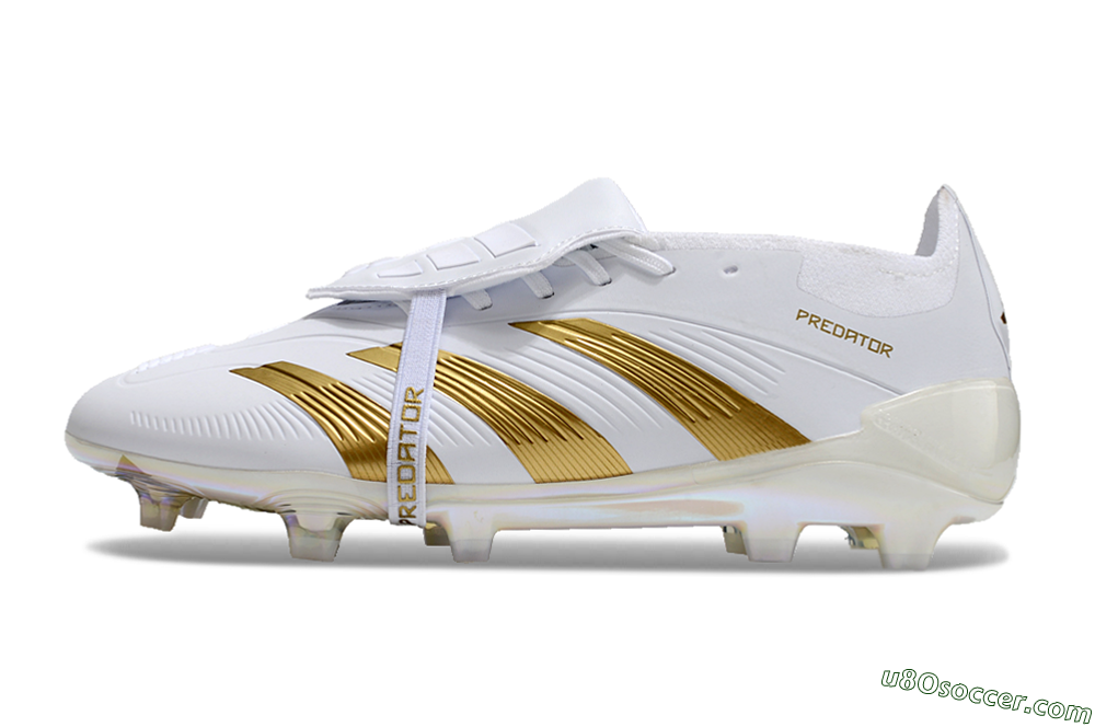 Adidas Predator Elite Foldover Tongue FG Firm Ground Soccer Cleats - White/Gold/Beige 2