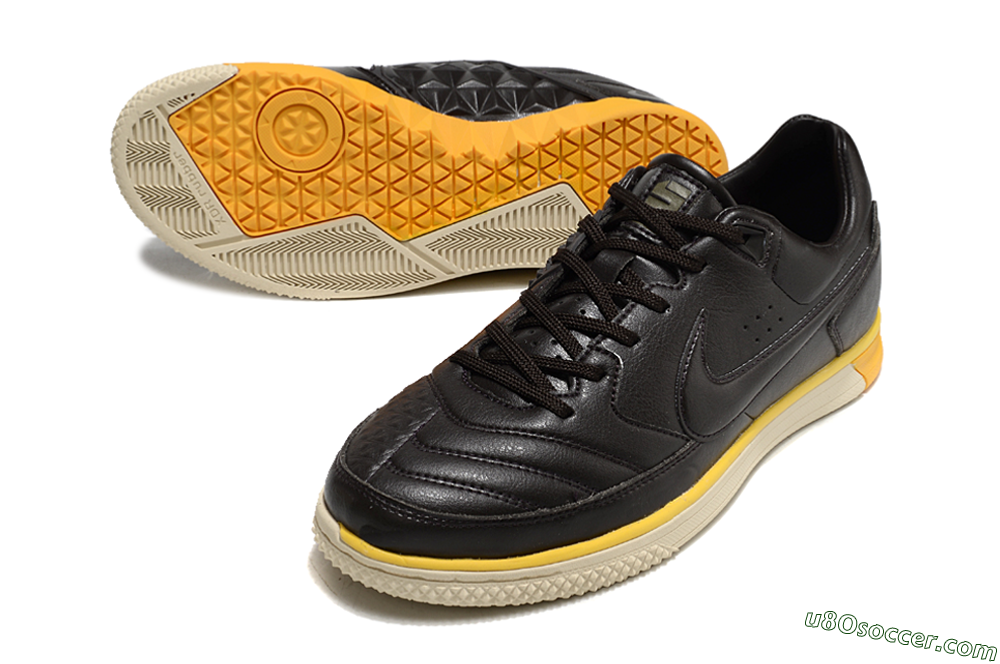 Nike Street Gato IC Indoor & Futsal Soccer Shoes - Black/Yellow/Beige 3