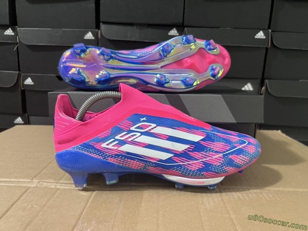 Adidas F50+ Lightstrike Pro Laceless FG Firm Ground Soccer Cleats - Pink/Blue/White