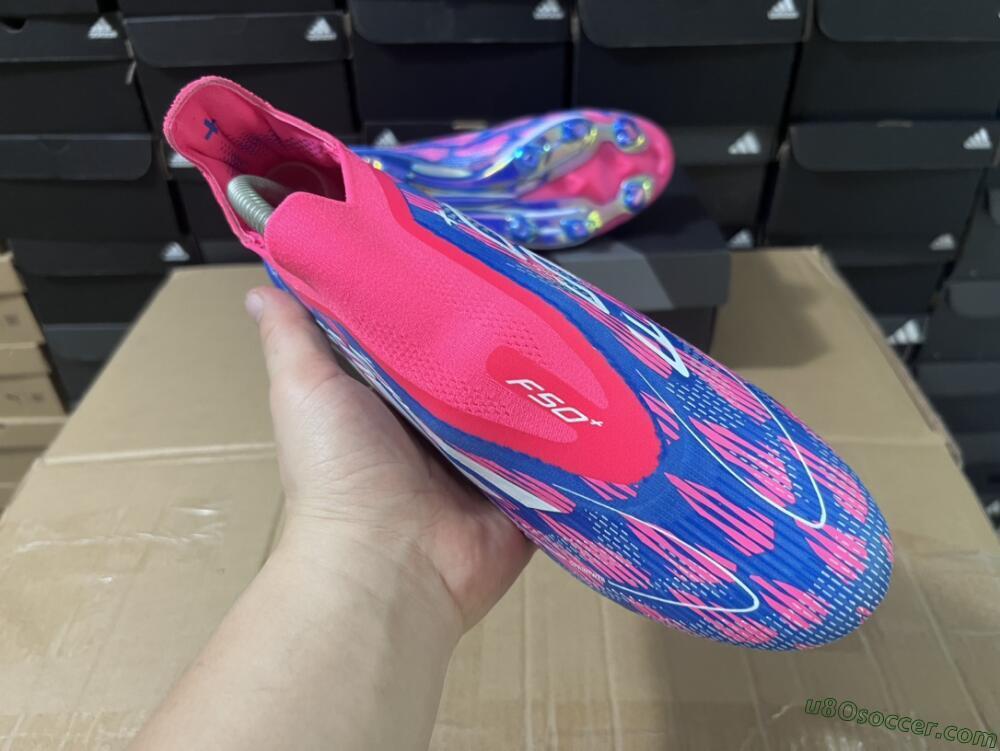 Adidas F50+ Lightstrike Pro Laceless FG Firm Ground Soccer Cleats - Pink/Blue/White