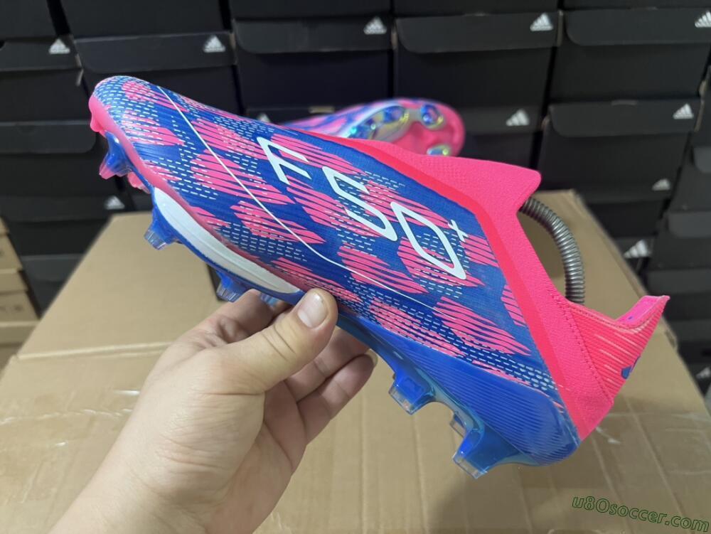 Adidas F50+ Lightstrike Pro Laceless FG Firm Ground Soccer Cleats - Pink/Blue/White