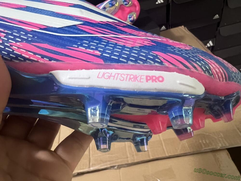 Adidas F50+ Lightstrike Pro Laceless FG Firm Ground Soccer Cleats - Pink/Blue/White