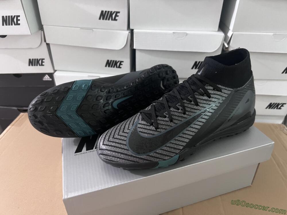 Nike Air Zoom Mercurial Superfly 10 Elite TF Artificial Turf Soccer Shoes - Black/Green/Silver