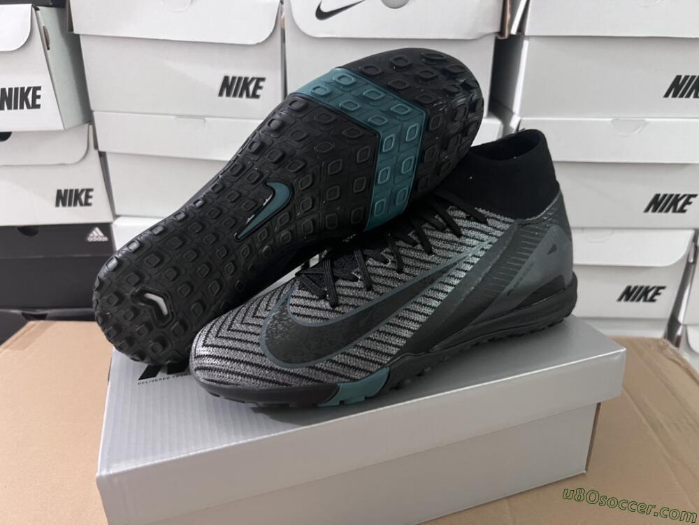 Nike Air Zoom Mercurial Superfly 10 Elite TF Artificial Turf Soccer Shoes - Black/Green/Silver
