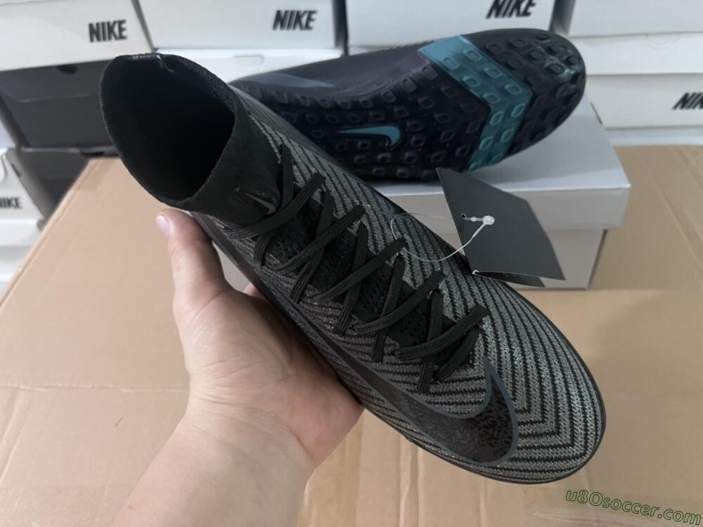 Nike Air Zoom Mercurial Superfly 10 Elite TF Artificial Turf Soccer Shoes - Black/Green/Silver