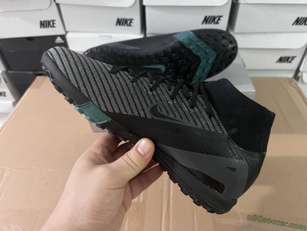 Nike Air Zoom Mercurial Superfly 10 Elite TF Artificial Turf Soccer Shoes - Black/Green/Silver