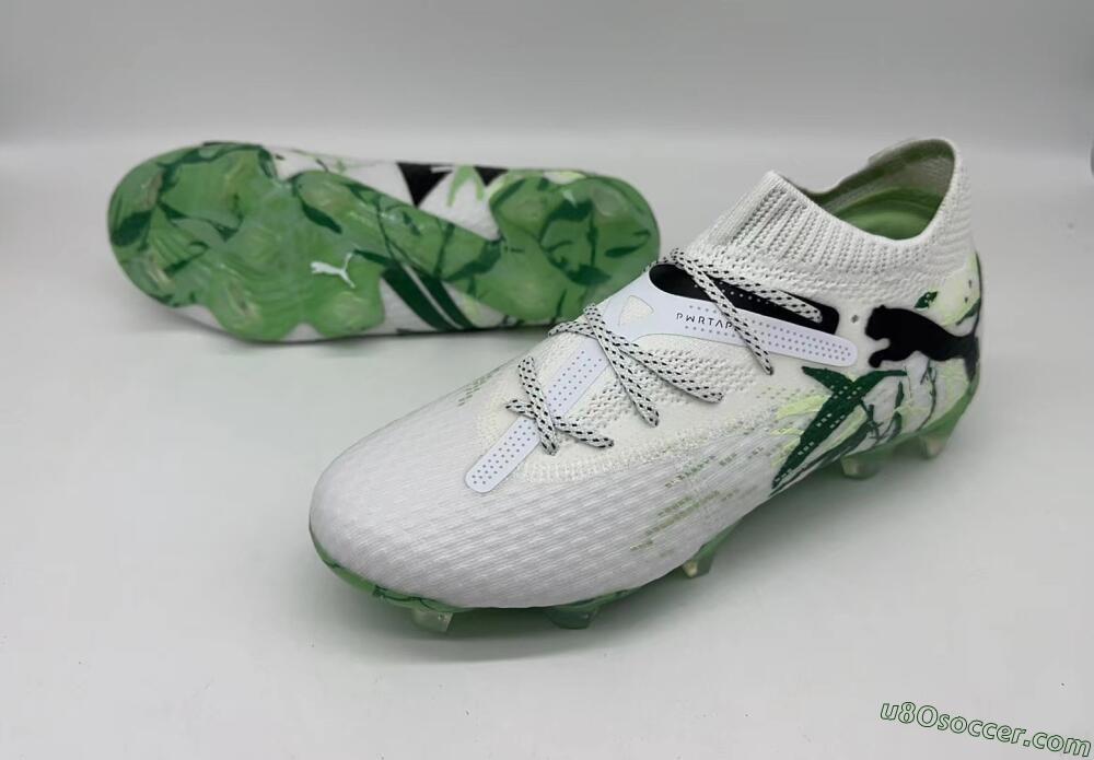 Puma Future 7 Ultimate FG Firm Ground Soccer Cleats - White/Black/Green