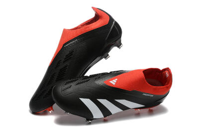 Adidas Predator Elite Laceless FG Firm Ground Soccer Cleats - Black/White/Red