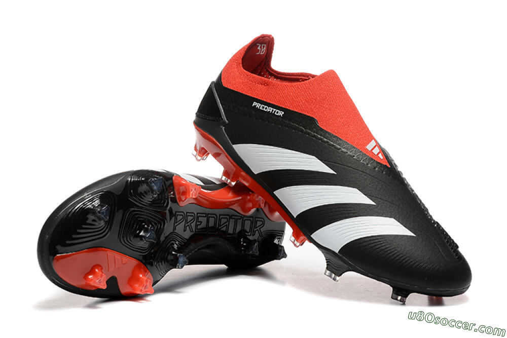 Adidas Predator Elite Laceless FG Firm Ground Soccer Cleats - Black/White/Red 4