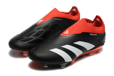 Adidas Predator Elite Laceless FG Firm Ground Soccer Cleats - Black/White/Red