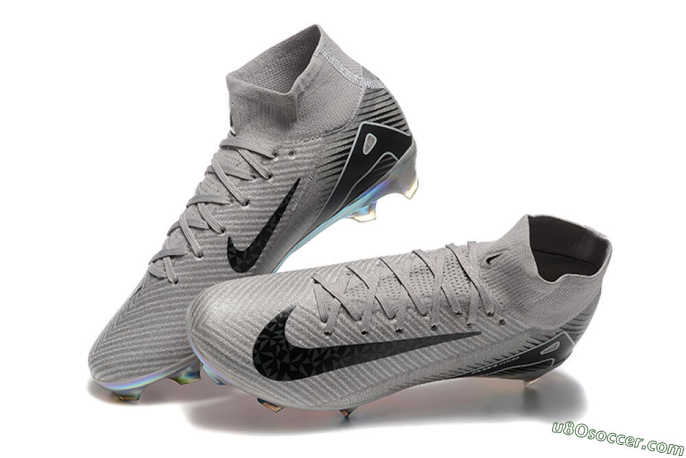 Nike Air Zoom Mercurial Superfly 10 Elite FG Firm Ground Soccer Cleats - Grey/Black/White/Gold 6