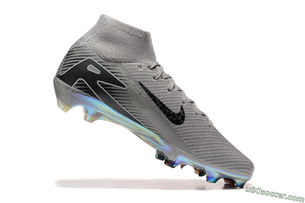 Nike Air Zoom Mercurial Superfly 10 Elite FG Firm Ground Soccer Cleats - Grey/Black/White/Gold 7
