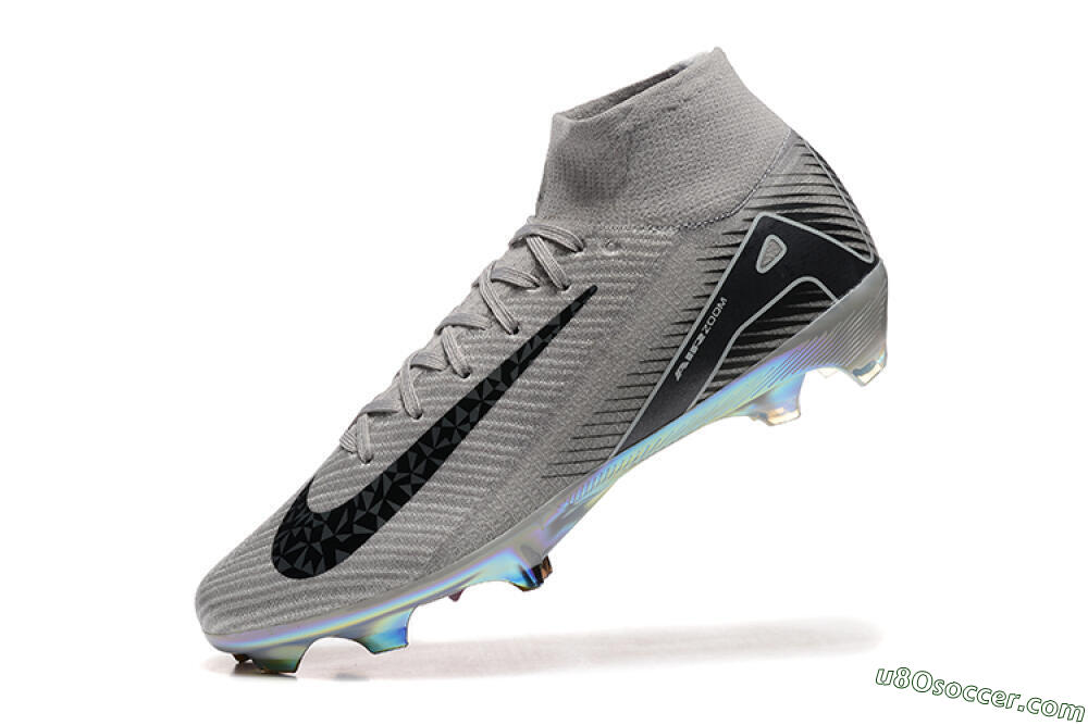 Nike Air Zoom Mercurial Superfly 10 Elite FG Firm Ground Soccer Cleats - Grey/Black/White/Gold 8