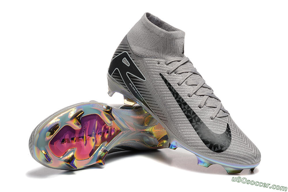 Nike Air Zoom Mercurial Superfly 10 Elite FG Firm Ground Soccer Cleats - Grey/Black/White/Gold 4