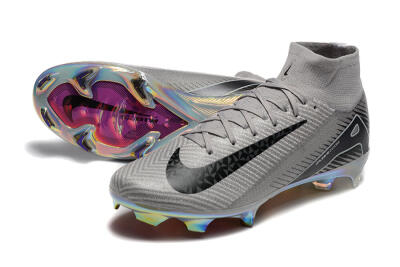 Nike Air Zoom Mercurial Superfly 10 Elite FG Firm Ground Soccer Cleats - Grey/Black/White/Gold