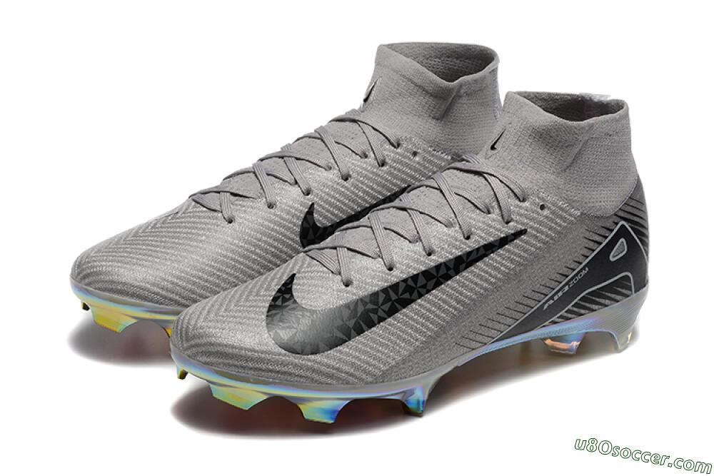 Nike Air Zoom Mercurial Superfly 10 Elite FG Firm Ground Soccer Cleats - Grey/Black/White/Gold 5