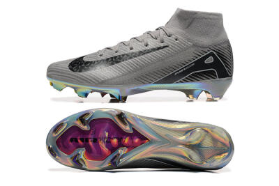 Nike Air Zoom Mercurial Superfly 10 Elite FG Firm Ground Soccer Cleats - Grey/Black/White/Gold