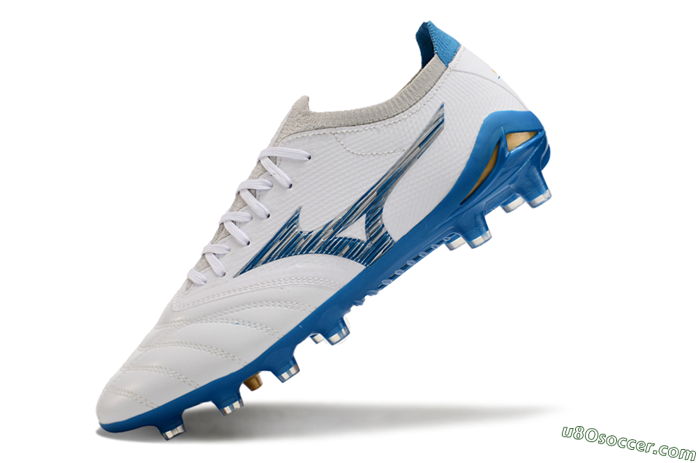 Mizuno Morelia Neo 3 FG Firm Ground Soccer Cleats - White/Blue/Yellow 6