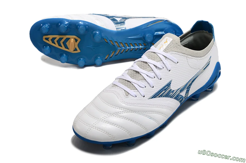 Mizuno Morelia Neo 3 FG Soccer Cleats - White/Blue/Yellow
