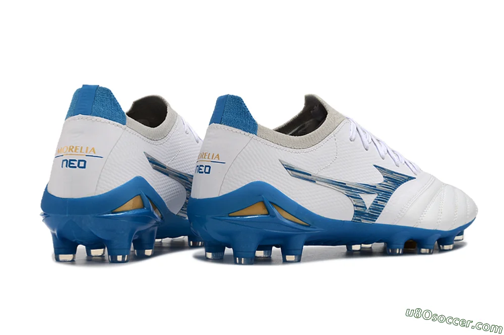 Mizuno Morelia Neo 3 FG Soccer Cleats - White/Blue/Yellow