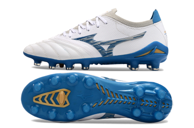 Mizuno Morelia Neo 3 FG Soccer Cleats - White/Blue/Yellow