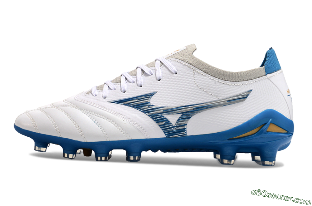Mizuno Morelia Neo 3 FG Firm Ground Soccer Cleats - White/Blue/Yellow 2