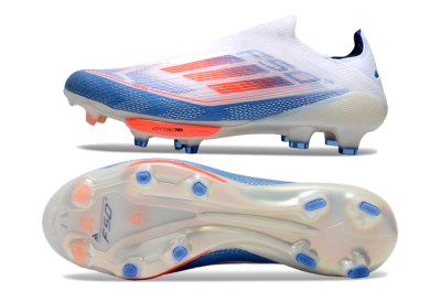 Adidas F50+ Lightstrike Pro Laceless FG Firm Ground Soccer Cleats - White/Red/Blue