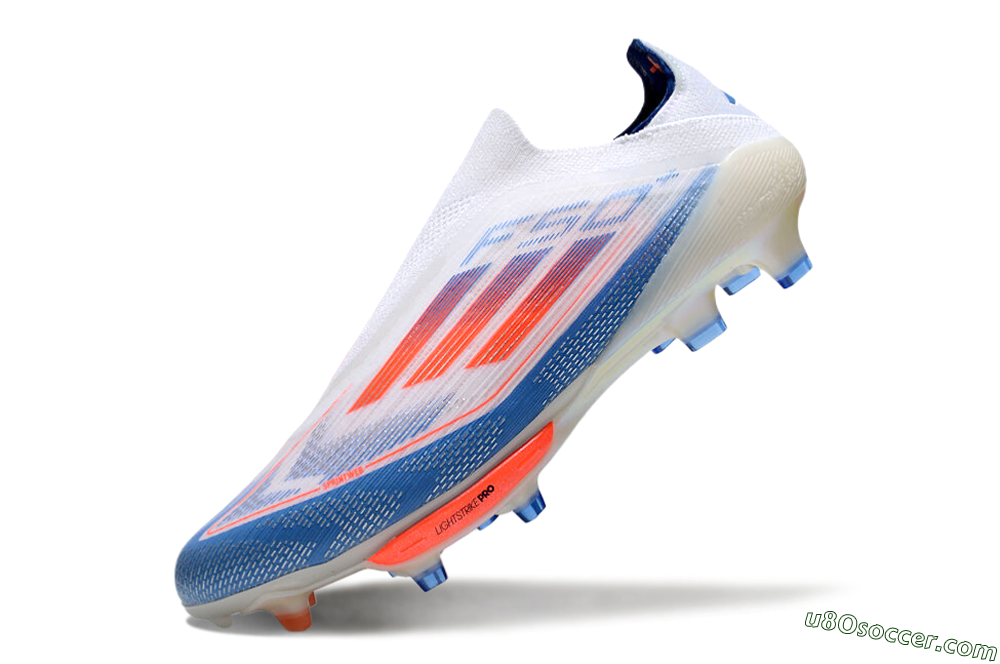 Adidas F50+ Lightstrike Pro Laceless FG Firm Ground Soccer Cleats - White/Red/Blue 5
