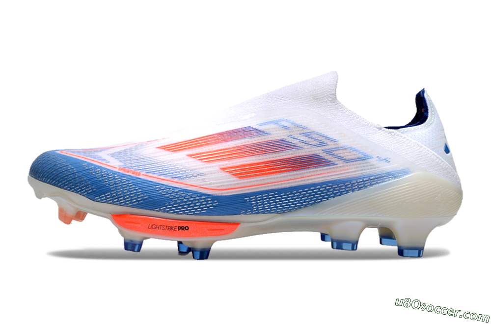 Adidas F50+ Lightstrike Pro Laceless FG Firm Ground Soccer Cleats - White/Red/Blue 2