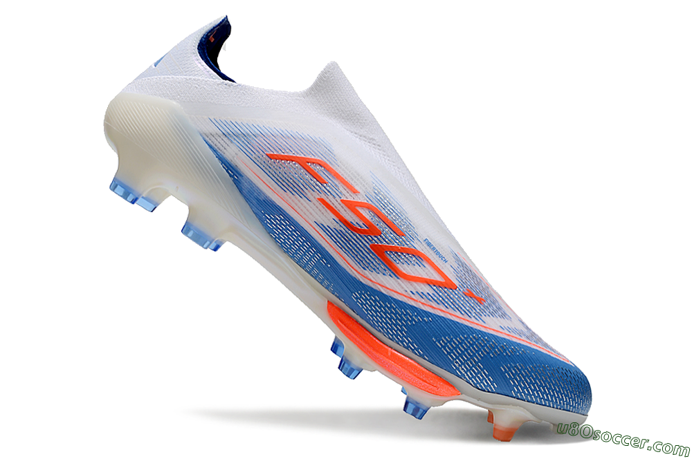 Adidas F50+ Lightstrike Pro Laceless FG Firm Ground Soccer Cleats - White/Red/Blue 4