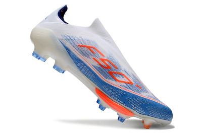 Adidas F50+ Lightstrike Pro Laceless FG Firm Ground Soccer Cleats - White/Red/Blue